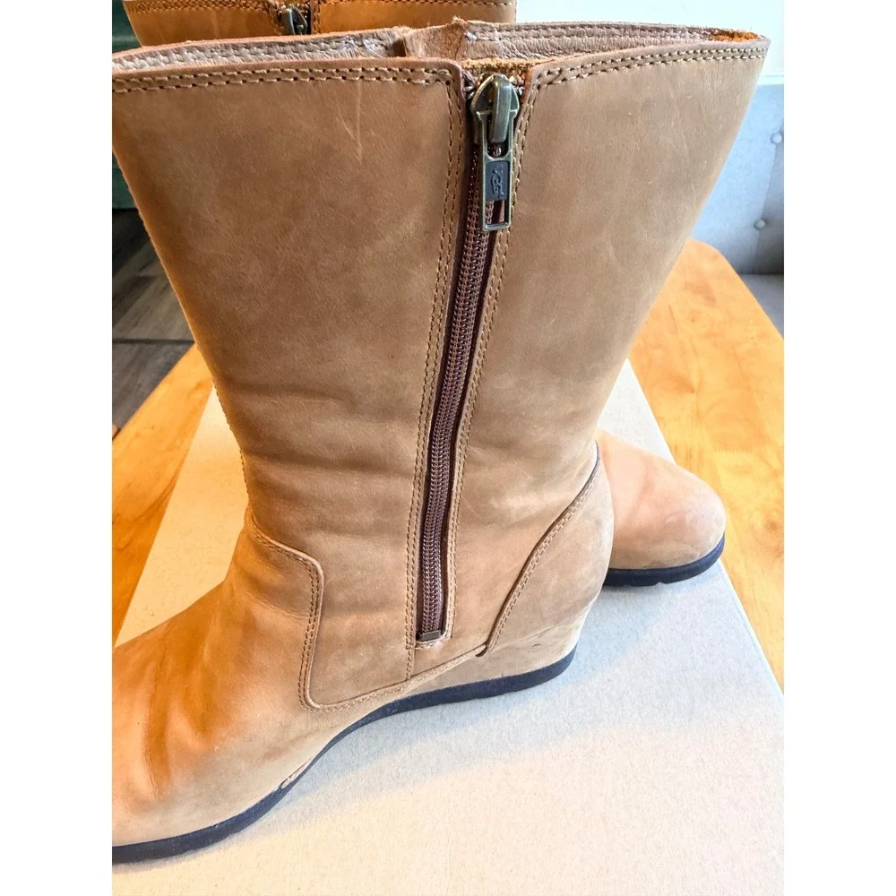 UGG Adirondack Tall Wedge Boots Tan Leather Waterproof Wool Lined 1012555 Size 9